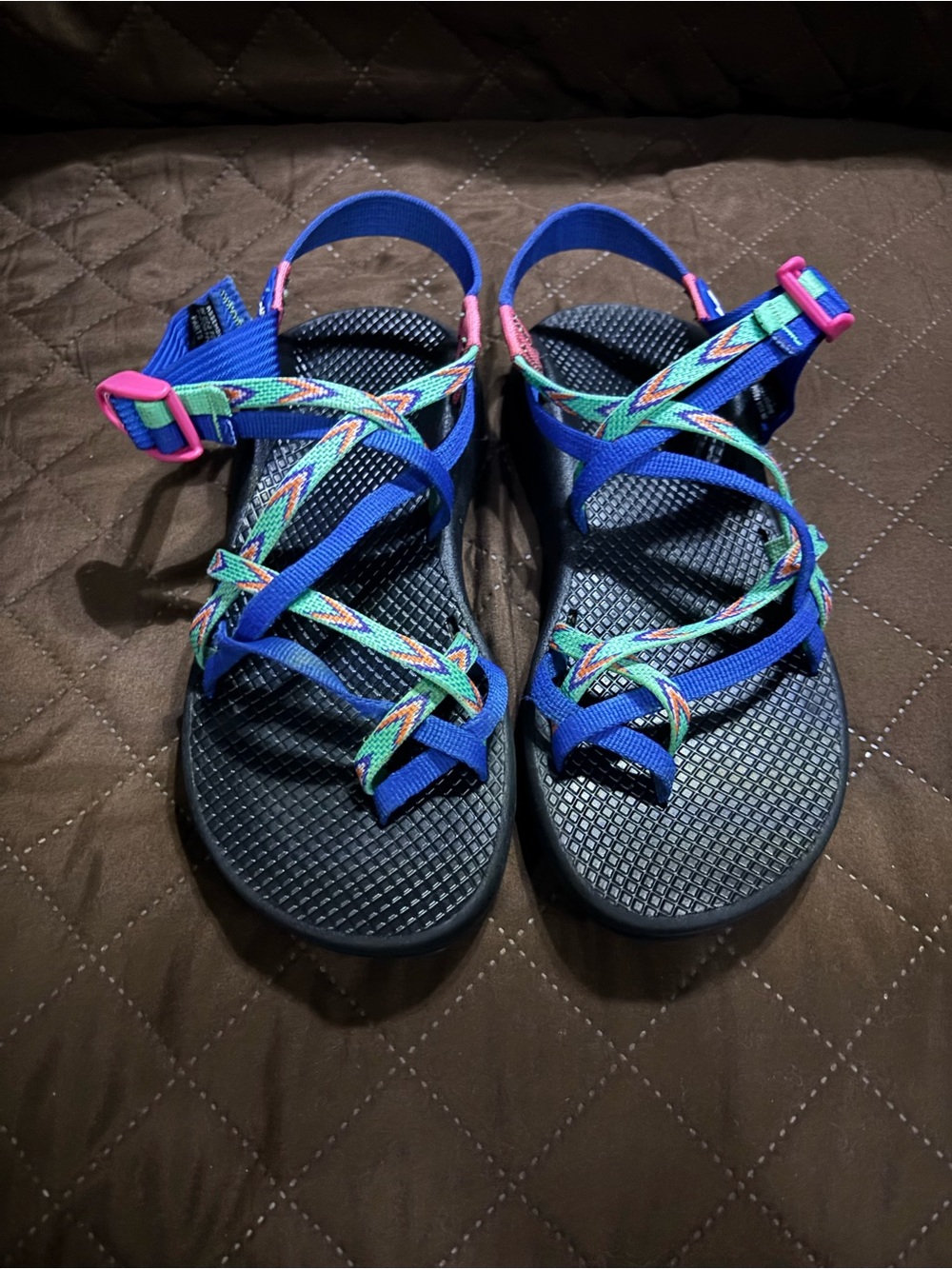 Chaco Women's Blue Sandals with Pink Accent Buckles